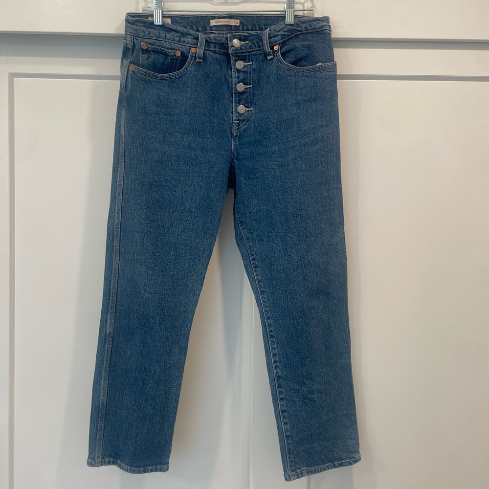 Levi’s Premium Wedgie Faded High-Rise Straight Leg Jeans, Size 31